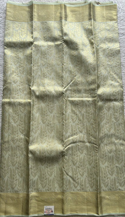 Kanjivaram Bridal Silk Saree Light Sea Green colored complemented with a Zari border. - Sampradaya Designer Studio
