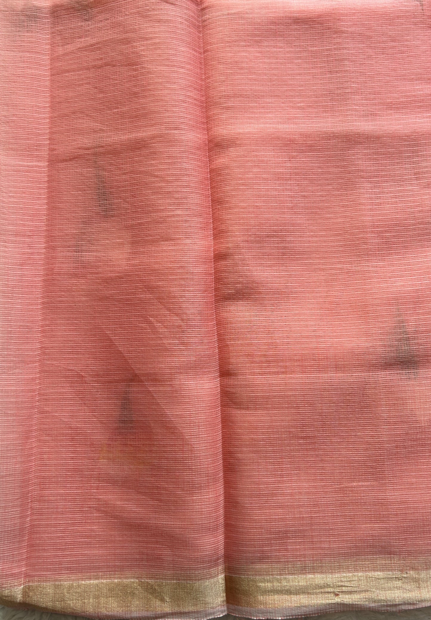 Cotton Kota Hand Painted Saree Dark Peach Colored Complemented with a Borderless. - Sampradaya Designer Studio