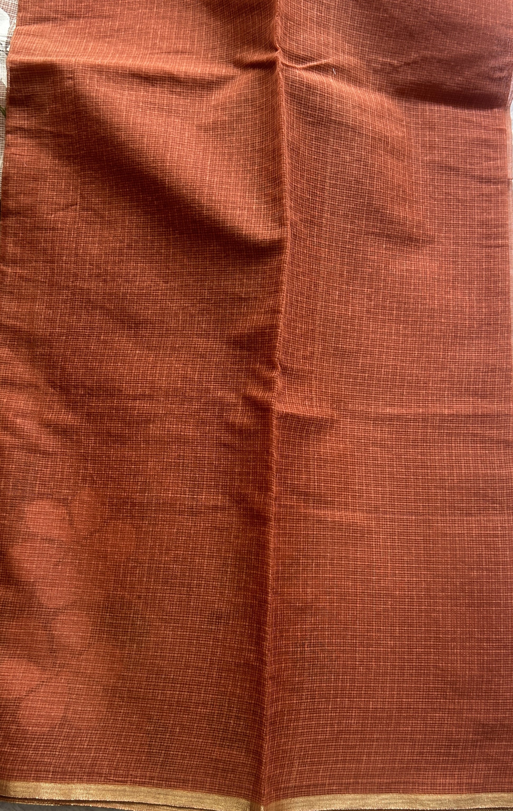 Cotton Kota Hand Painted Saree Chocolate Brown Colored Complemented with a Borderless. - Sampradaya Designer Studio