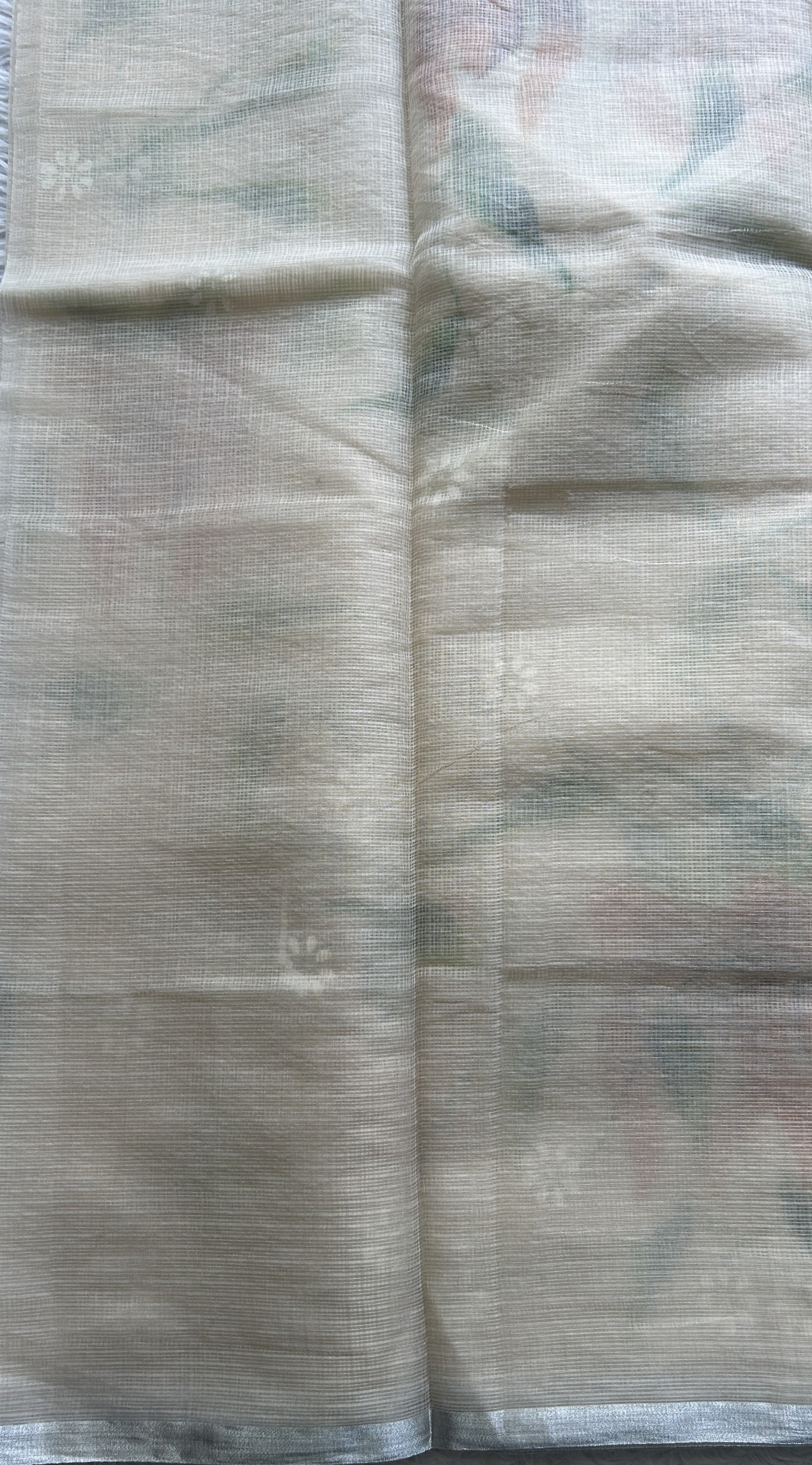 Cotton Kota Hand Painted Saree Wheat Colored Complemented with a Borderless. - Sampradaya Designer Studio