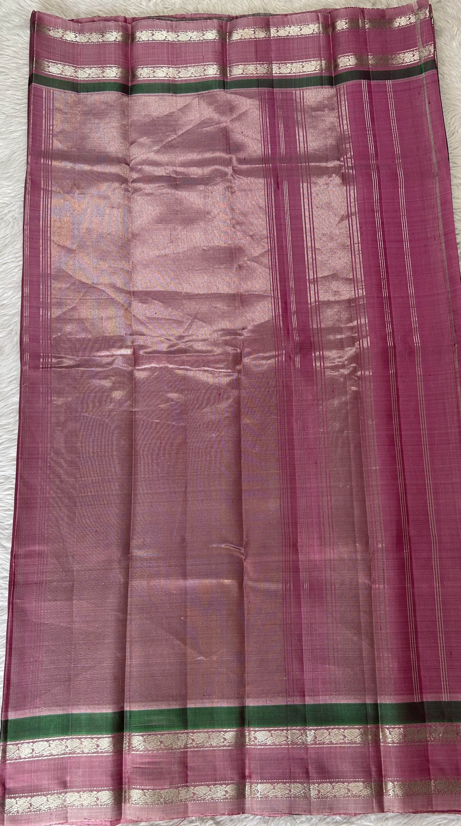 Gadwal Silk Saree Deep Blue Colored Complemented With a Onion Pink Color Kanchi Border - Sampradaya Designer Studio