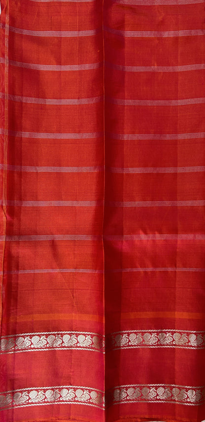Gadwal Silk Saree Lemon Yellow Colored Complemented With a Peachy Pink Color Kanchi Gap Border - Sampradaya Designer Studio