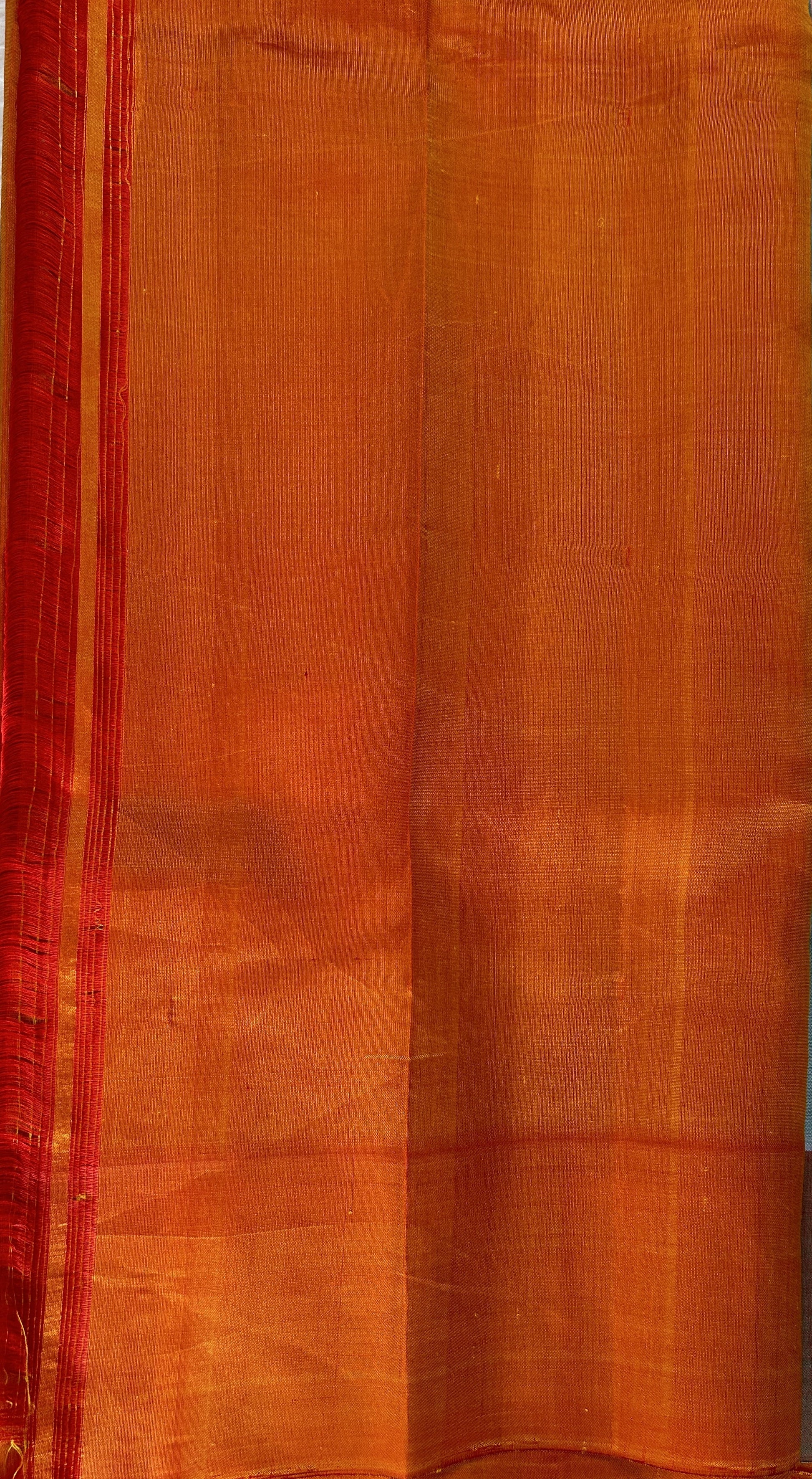 Gadwal Silk Saree Baby Pink Colored Complemented With a Orange Color Plain Border - Sampradaya Designer Studio