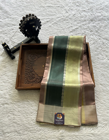 Chanderi Silk Saree Multi color complemented with a Zari border - Sampradaya Designer Studio