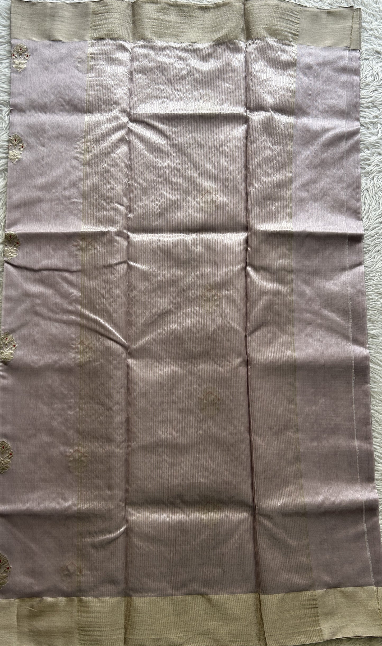 Chanderi Silk Saree Light Lilac color complemented with a Zari border - Sampradaya Designer Studio
