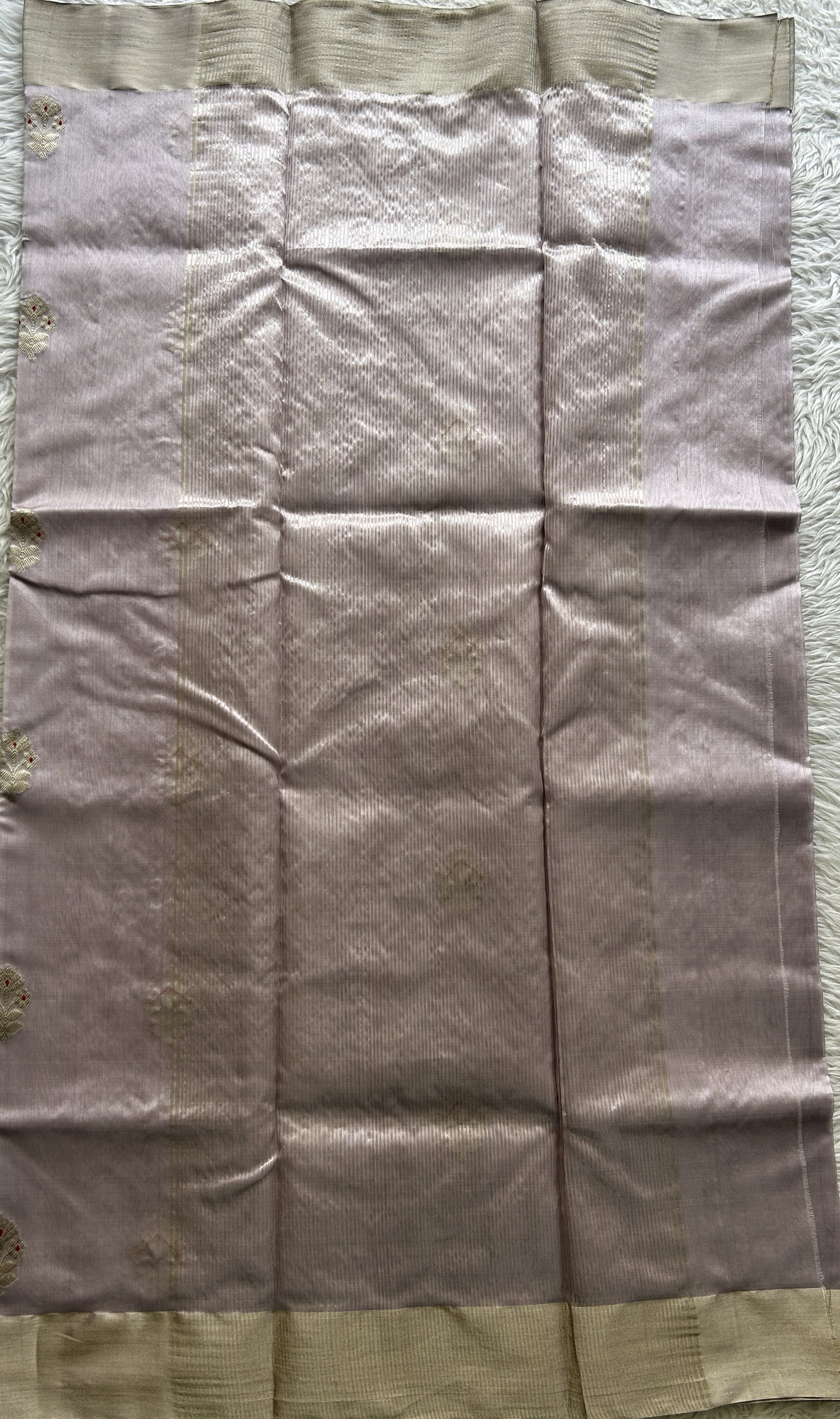 Chanderi Silk Saree Light Lilac color complemented with a Zari border - Sampradaya Designer Studio