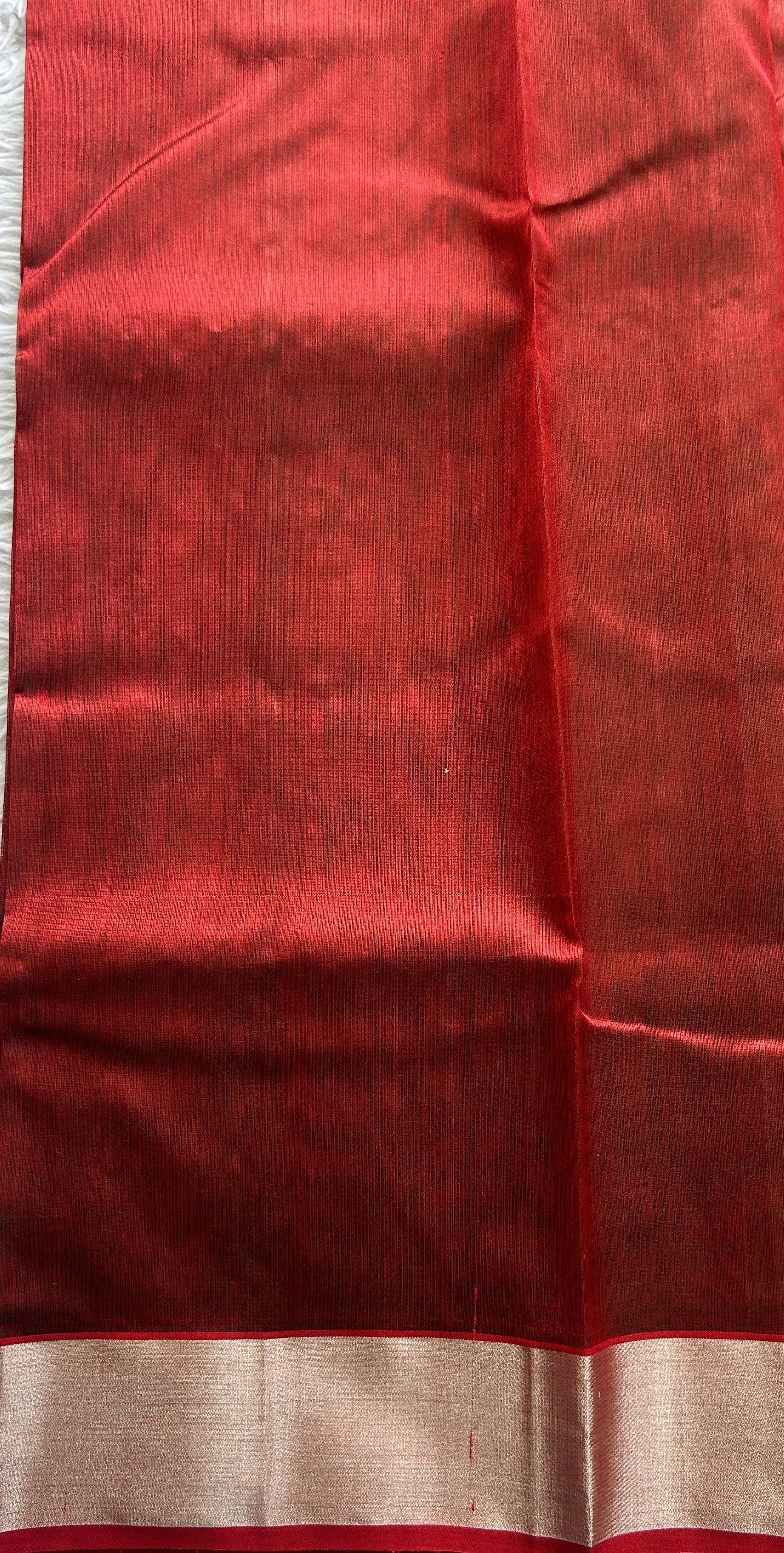 Chanderi Silk Saree Maroon color complemented with a Zari border - Sampradaya Designer Studio