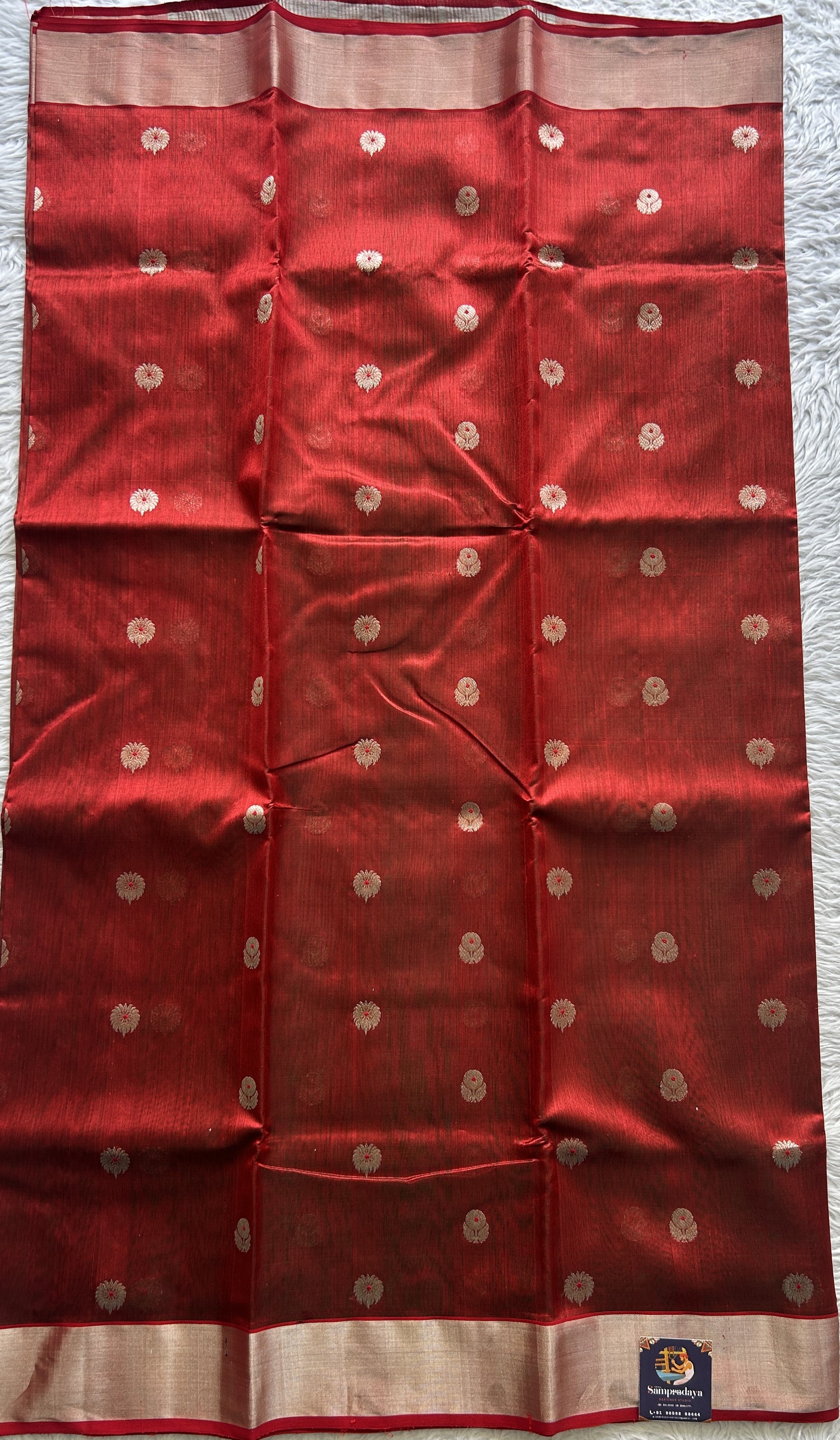 Chanderi Silk Saree Maroon color complemented with a Zari border - Sampradaya Designer Studio