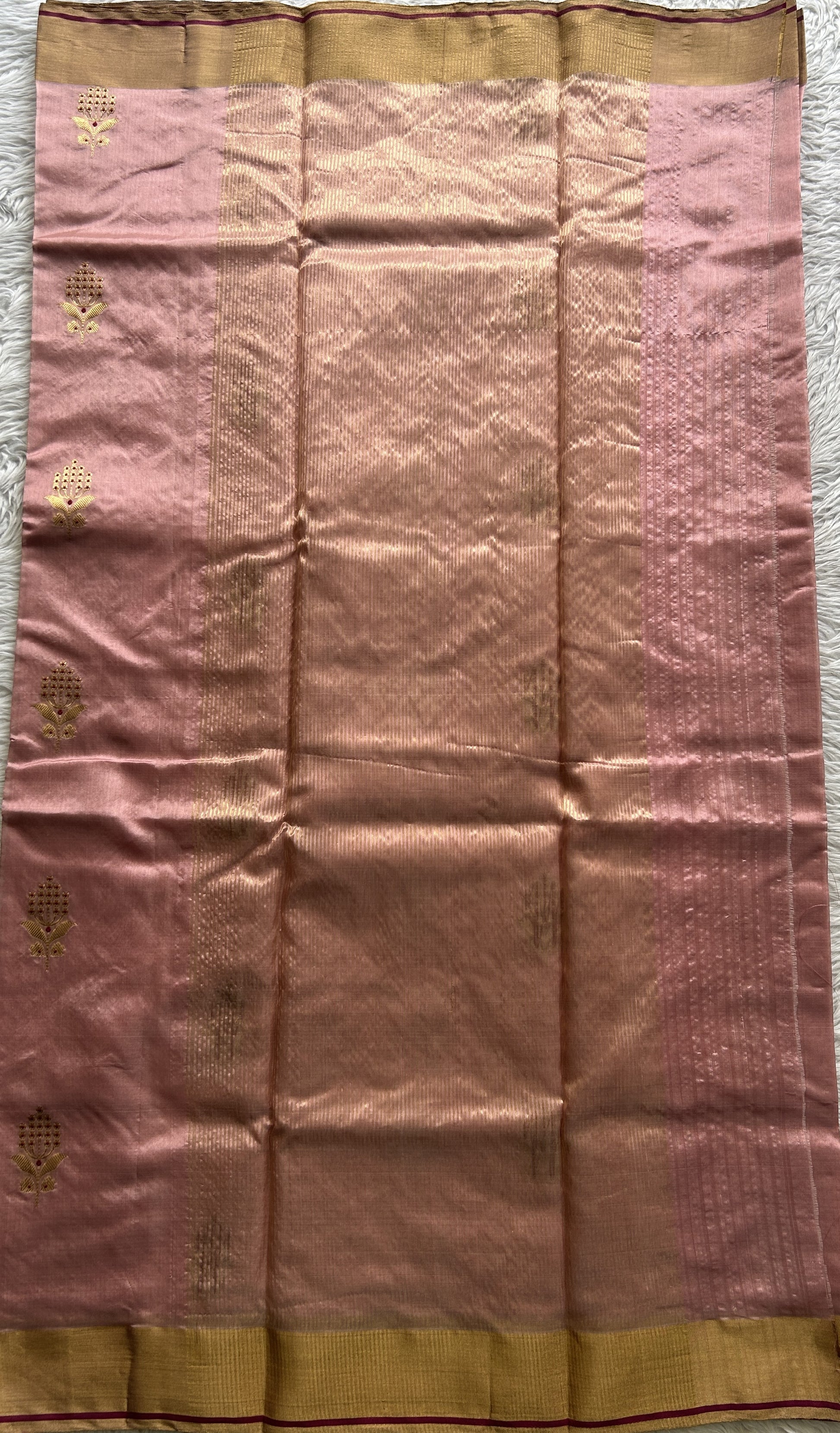 Chanderi Silk Saree Light Pink color complemented with a Zari border - Sampradaya Designer Studio