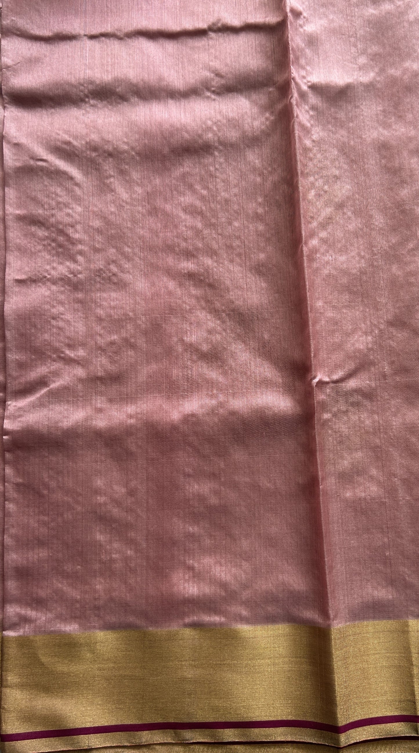Chanderi Silk Saree Light Pink color complemented with a Zari border - Sampradaya Designer Studio
