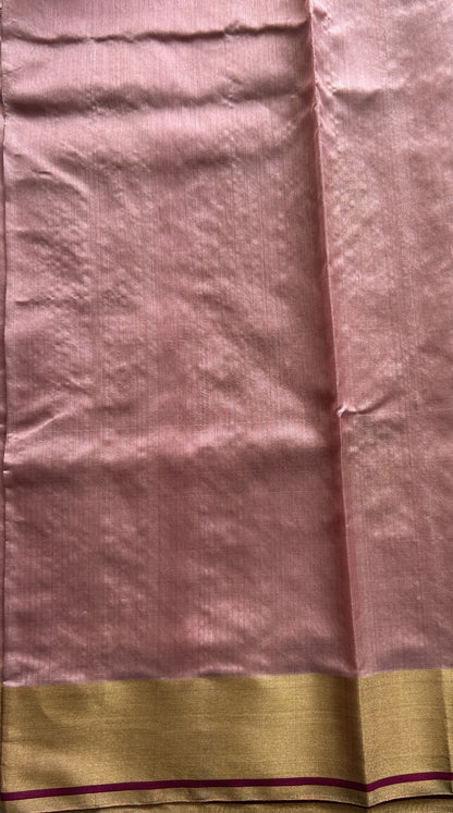 Chanderi Silk Saree Light Pink color complemented with a Zari border - Sampradaya Designer Studio