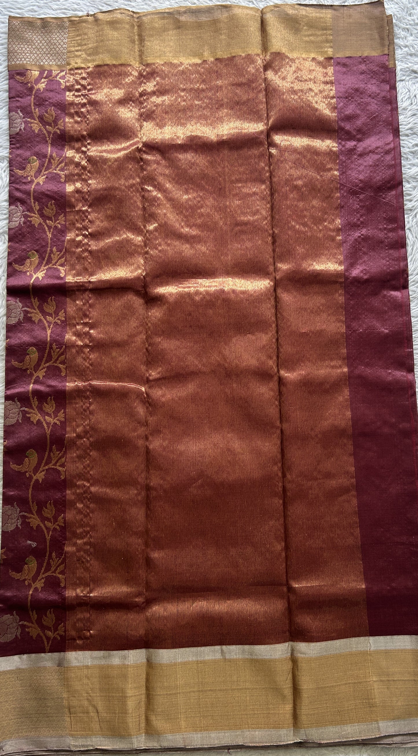 Chanderi Silk Saree Dark Onion Pink color complemented with a Zari border - Sampradaya Designer Studio