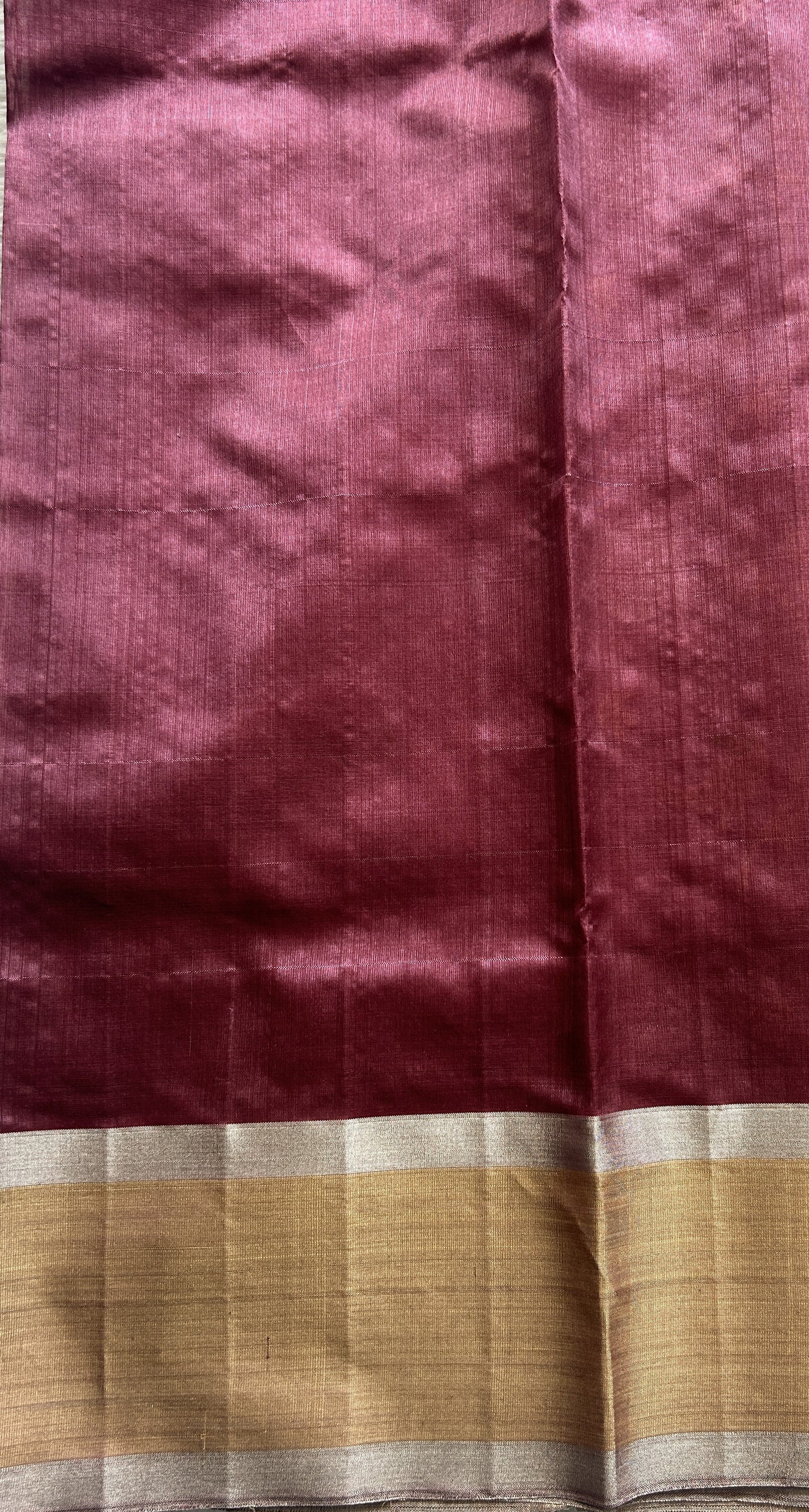 Chanderi Silk Saree Dark Onion Pink color complemented with a Zari border - Sampradaya Designer Studio