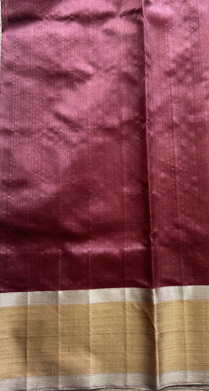 Chanderi Silk Saree Dark Onion Pink color complemented with a Zari border - Sampradaya Designer Studio