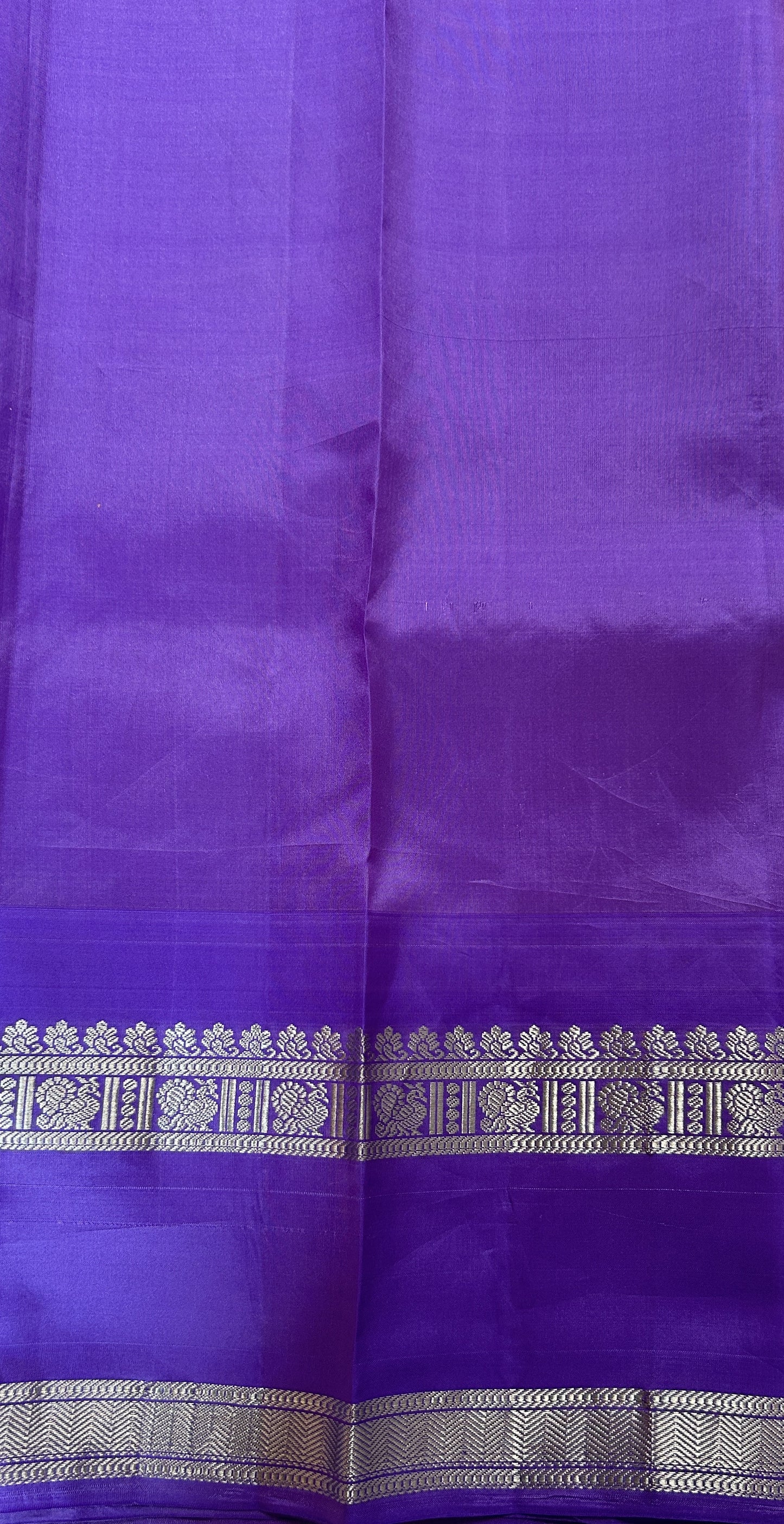 Gadwal Silk Saree Pink colored complemented with a Lilac Color Kanchi Gap Border - Sampradaya Designer Studio