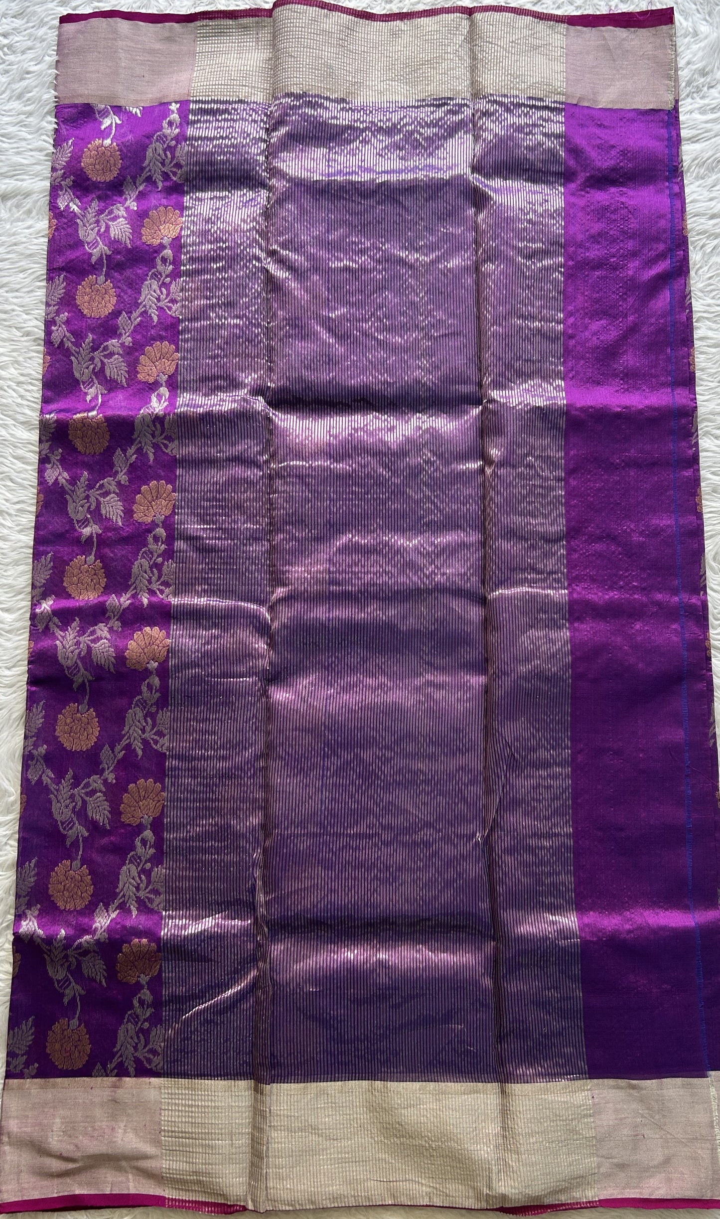 Chanderi Silk Allover Saree Purple color complemented with a Zari border - Sampradaya Designer Studio