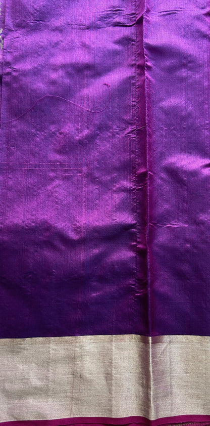 Chanderi Silk Allover Saree Purple color complemented with a Zari border - Sampradaya Designer Studio