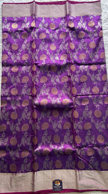 Chanderi Silk Allover Saree Purple color complemented with a Zari border - Sampradaya Designer Studio