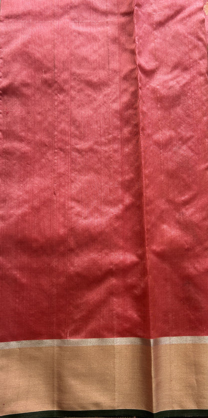 Chanderi Silk Allover Saree Peach color complemented with a Zari border - Sampradaya Designer Studio
