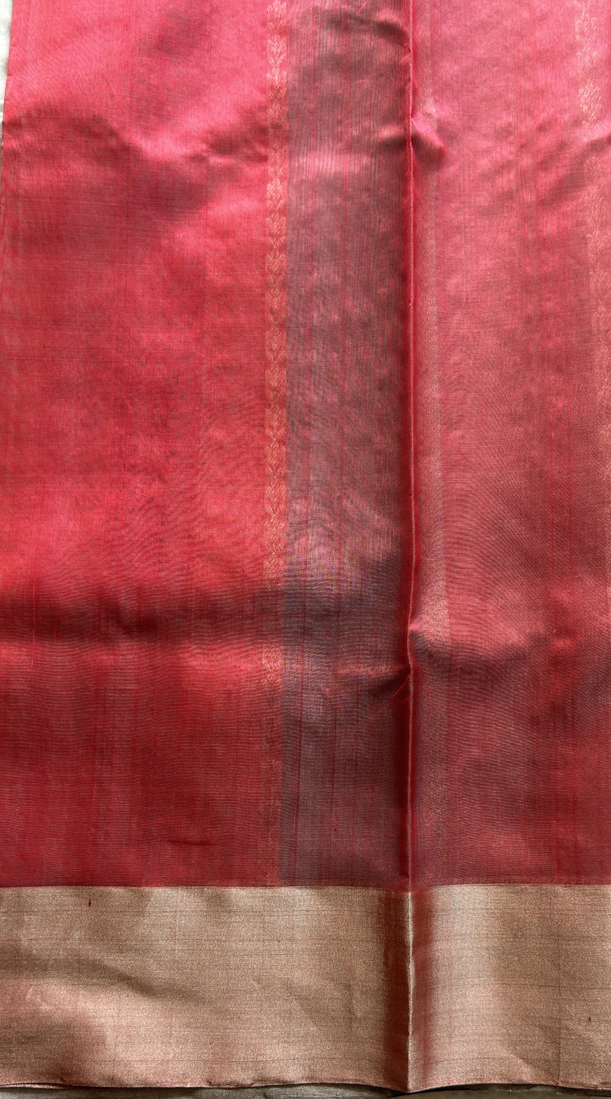Chanderi Silk Saree Multi color complemented with a Silver Zari border - Sampradaya Designer Studio