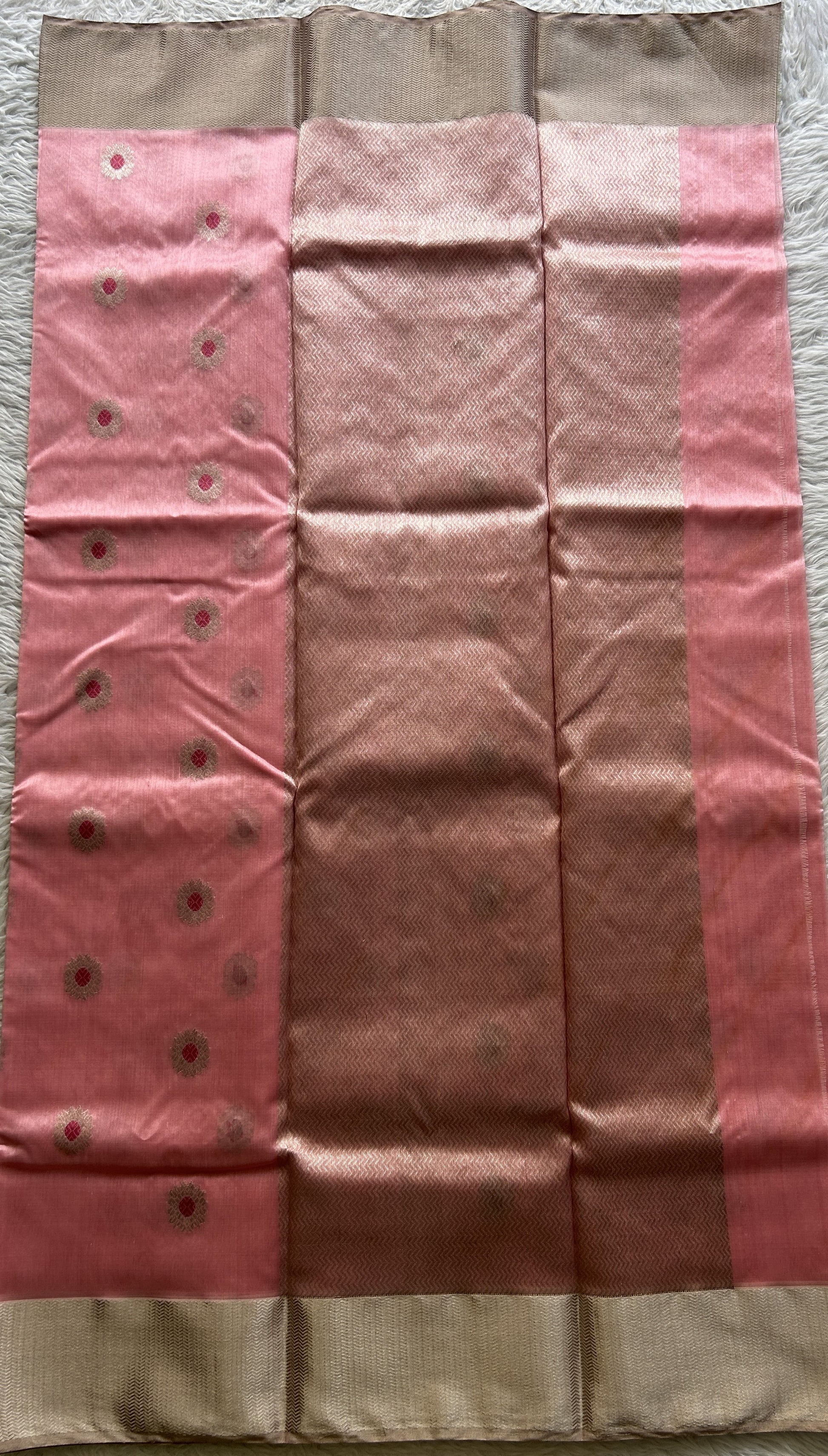 Chanderi Silk Saree Light Baby Pink color complemented with a Zari border - Sampradaya Designer Studio