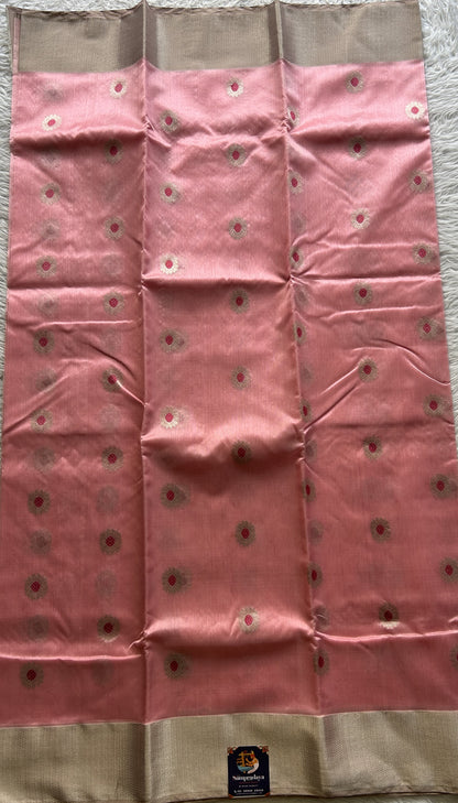 Chanderi Silk Saree Light Baby Pink color complemented with a Zari border - Sampradaya Designer Studio