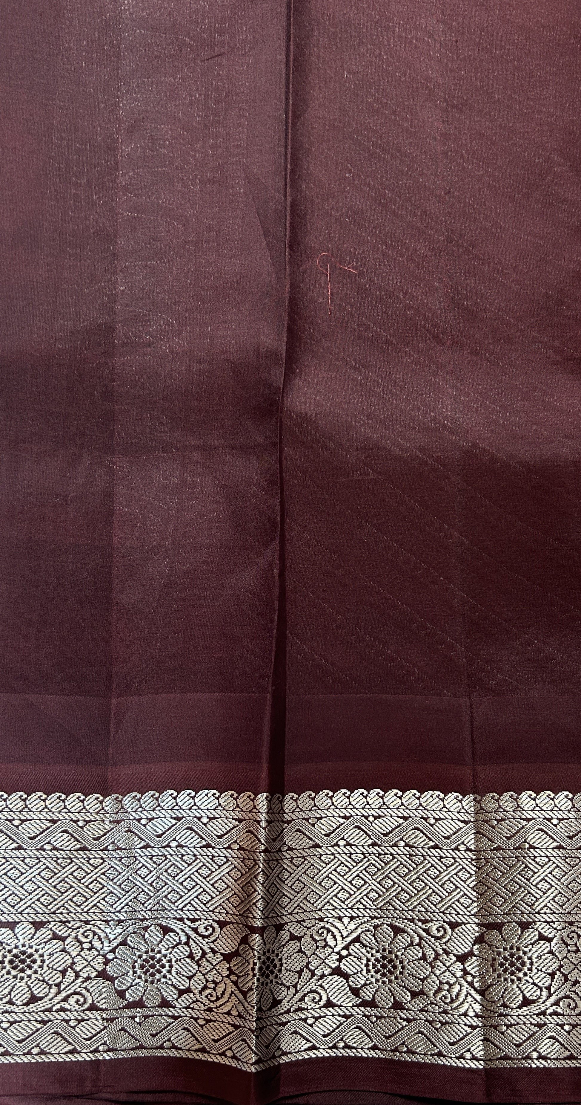 Gadwal Silk Saree Peach colored complemented with a Brown Color Kanchi Border - Sampradaya Designer Studio