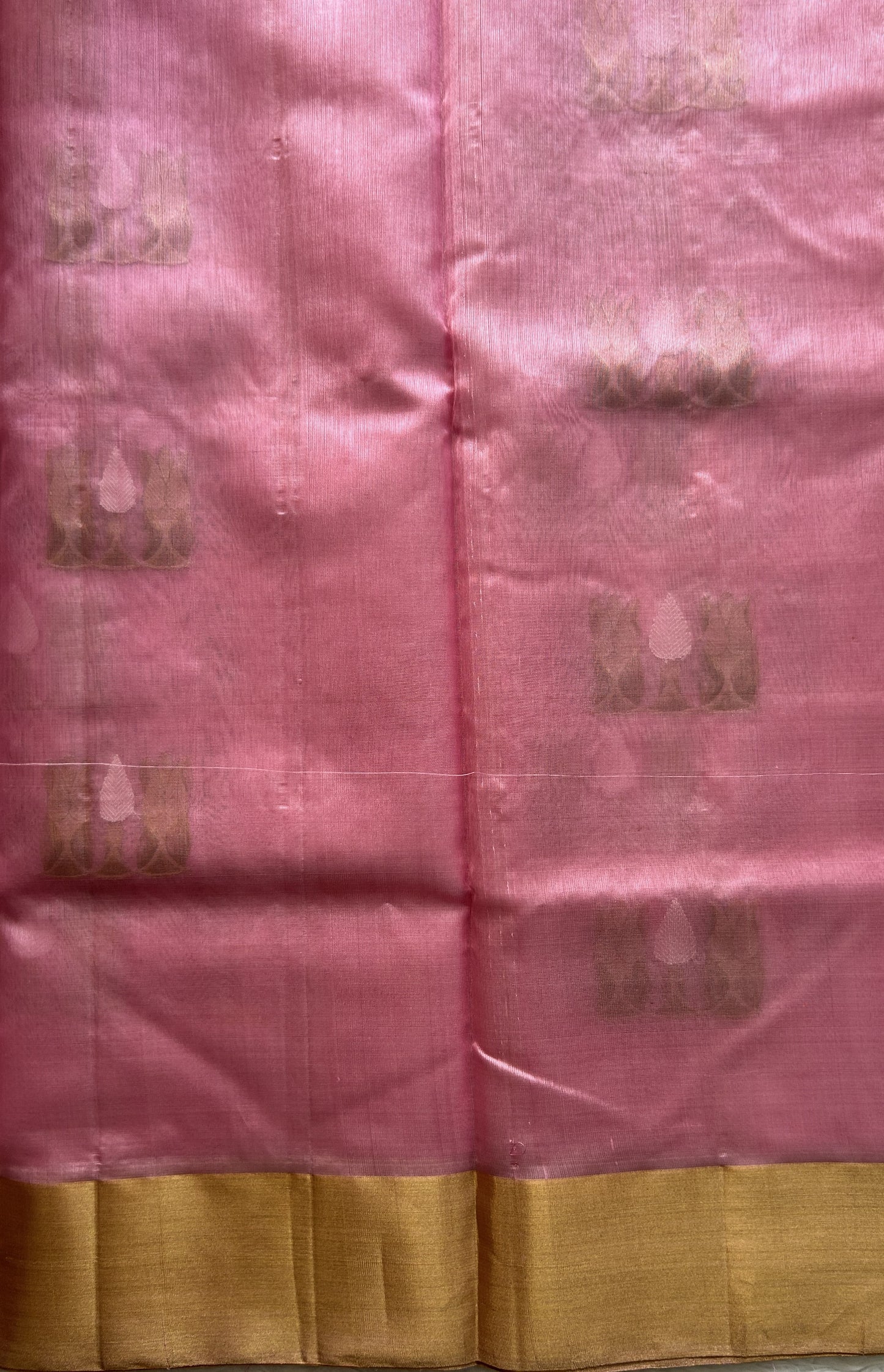 Chanderi Silk Saree Light Pink color complemented with a Gold Zari border - Sampradaya Designer Studio