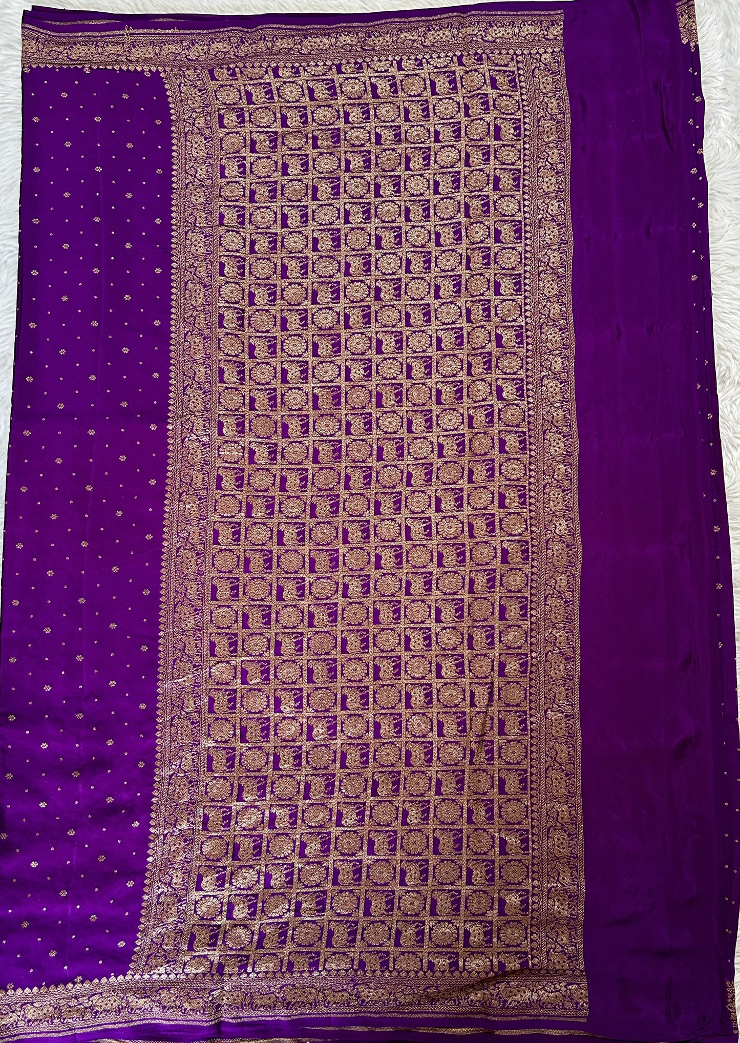 Banarasi Georgette Saree Purple Colored Complemented with a Zari border. - Sampradaya Designer Studio