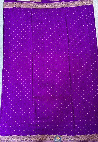 Banarasi Georgette Saree Purple Colored Complemented with a Zari border. - Sampradaya Designer Studio