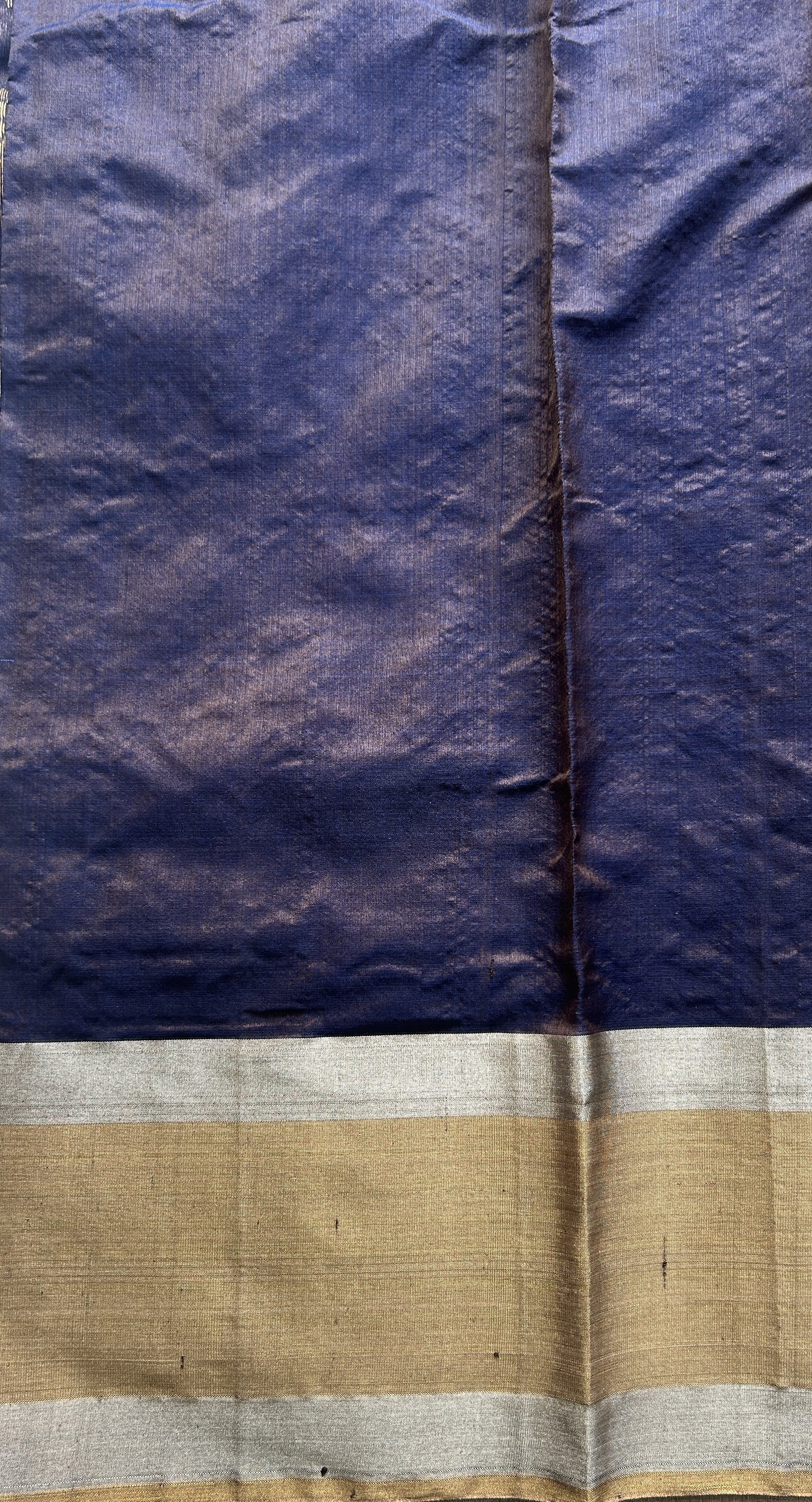Chanderi Silk Saree Navy Blue color complemented with a Zari border - Sampradaya Designer Studio