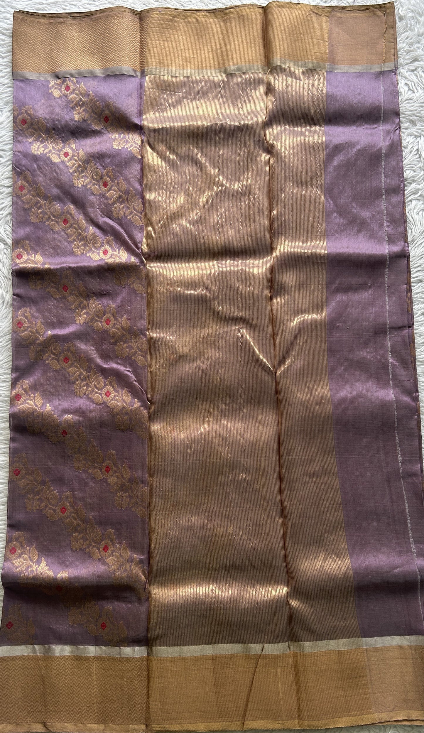 Chanderi Silk Saree Dark Lavender color complemented with a Zari border - Sampradaya Designer Studio