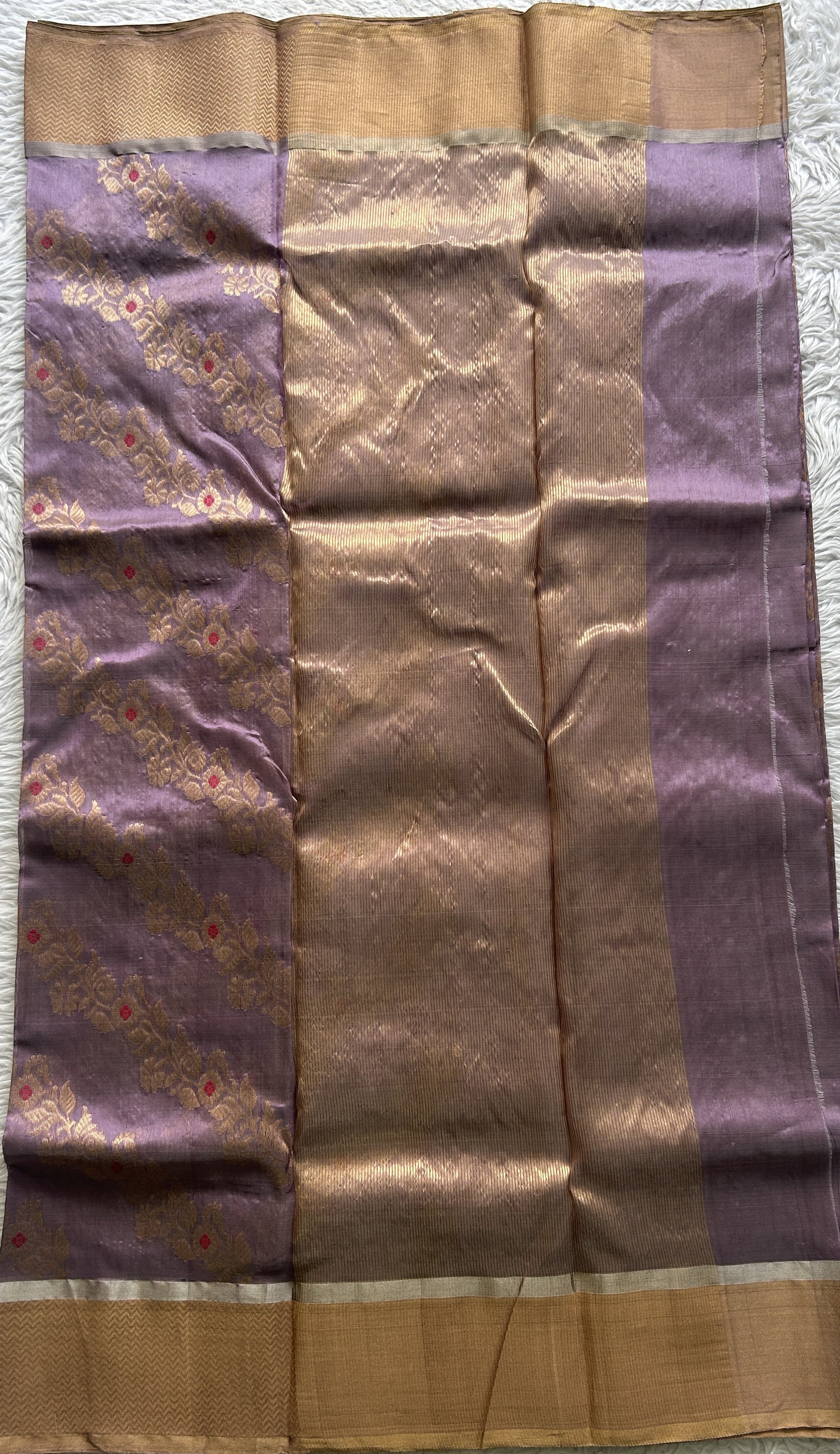 Chanderi Silk Saree Dark Lavender color complemented with a Zari border - Sampradaya Designer Studio