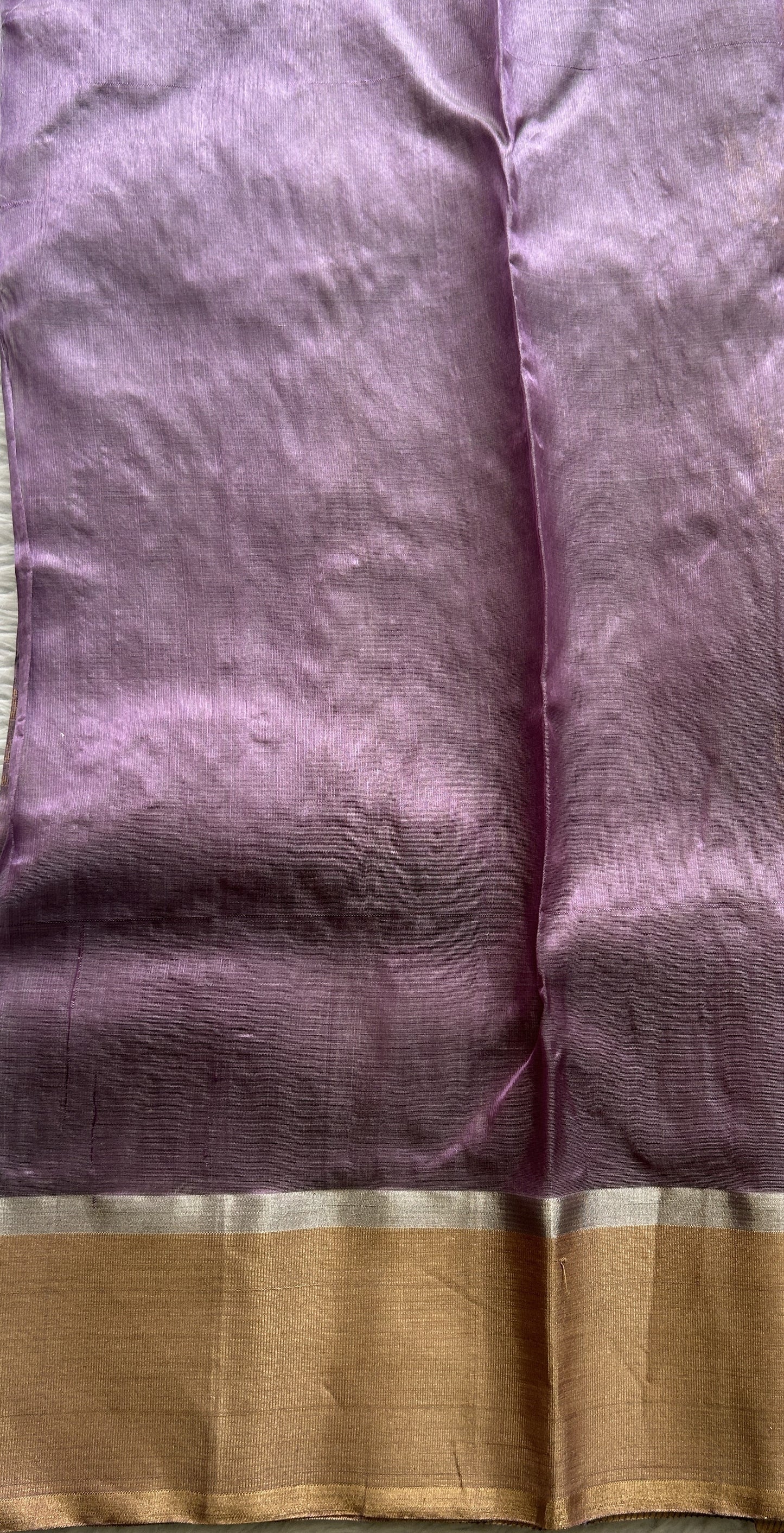 Chanderi Silk Saree Dark Lavender color complemented with a Zari border - Sampradaya Designer Studio
