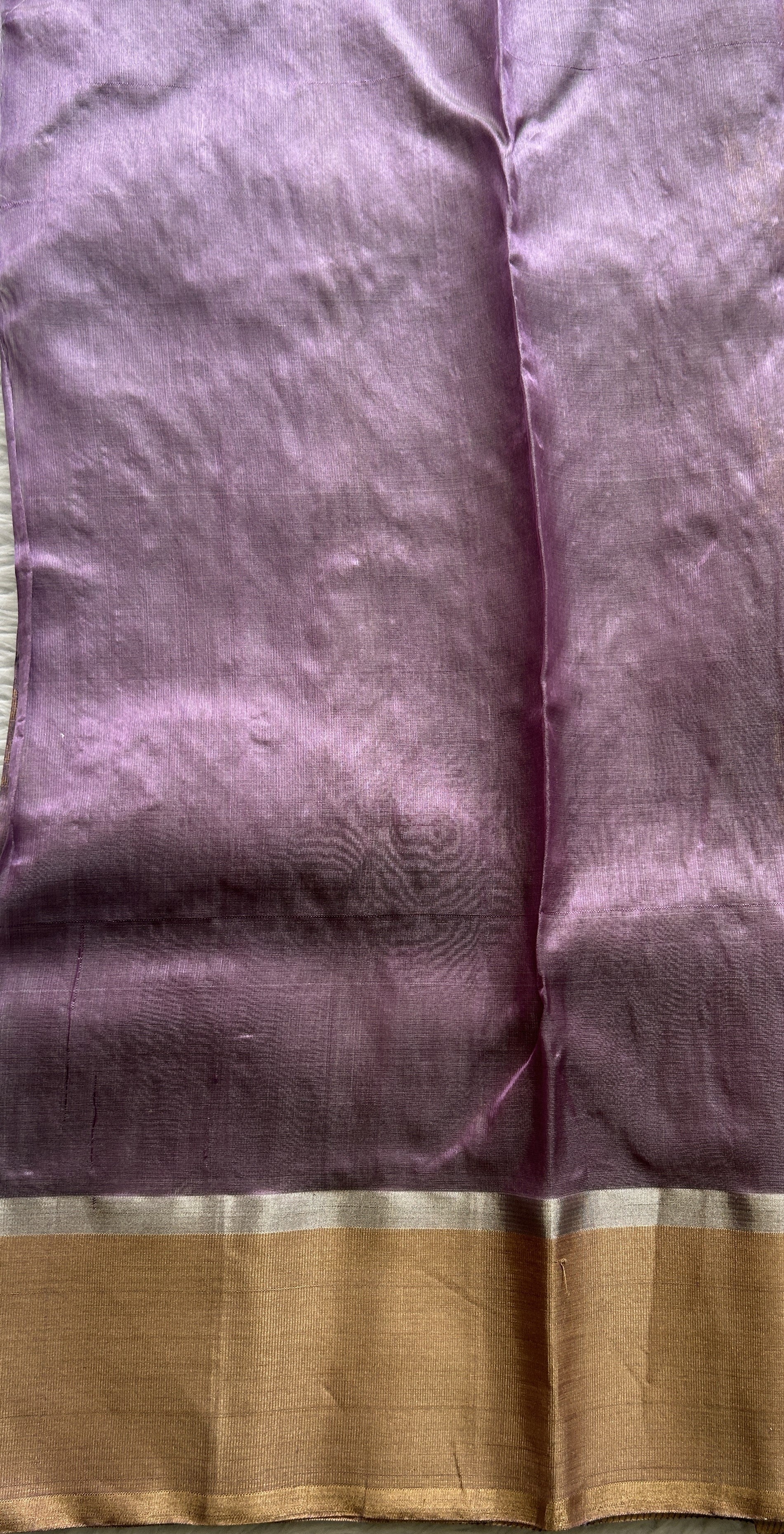 Chanderi Silk Saree Dark Lavender color complemented with a Zari border - Sampradaya Designer Studio