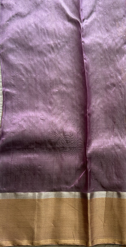 Chanderi Silk Saree Dark Lavender color complemented with a Zari border - Sampradaya Designer Studio