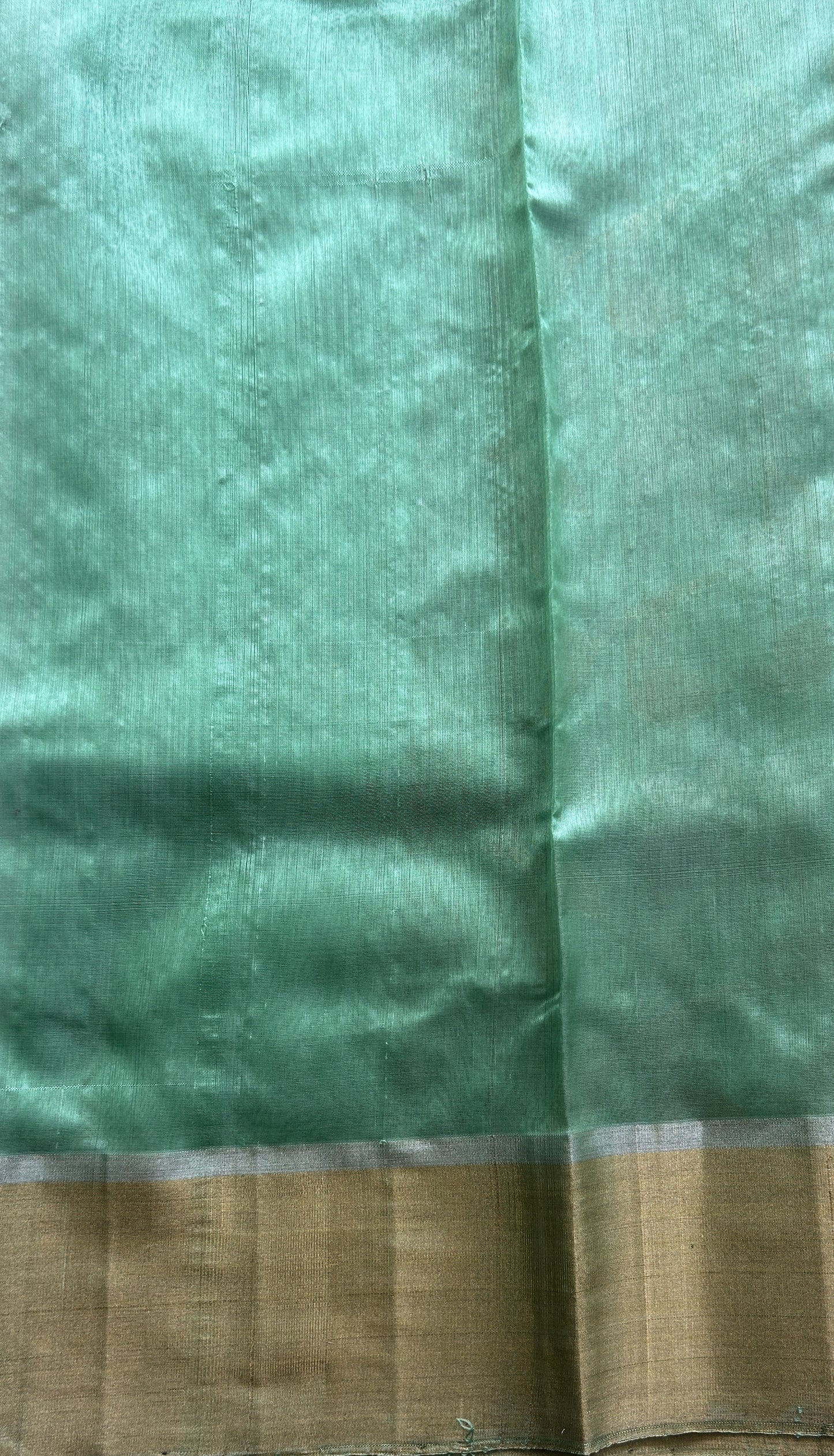 Chanderi Silk Saree Mint Green color complemented with a Zari border - Sampradaya Designer Studio