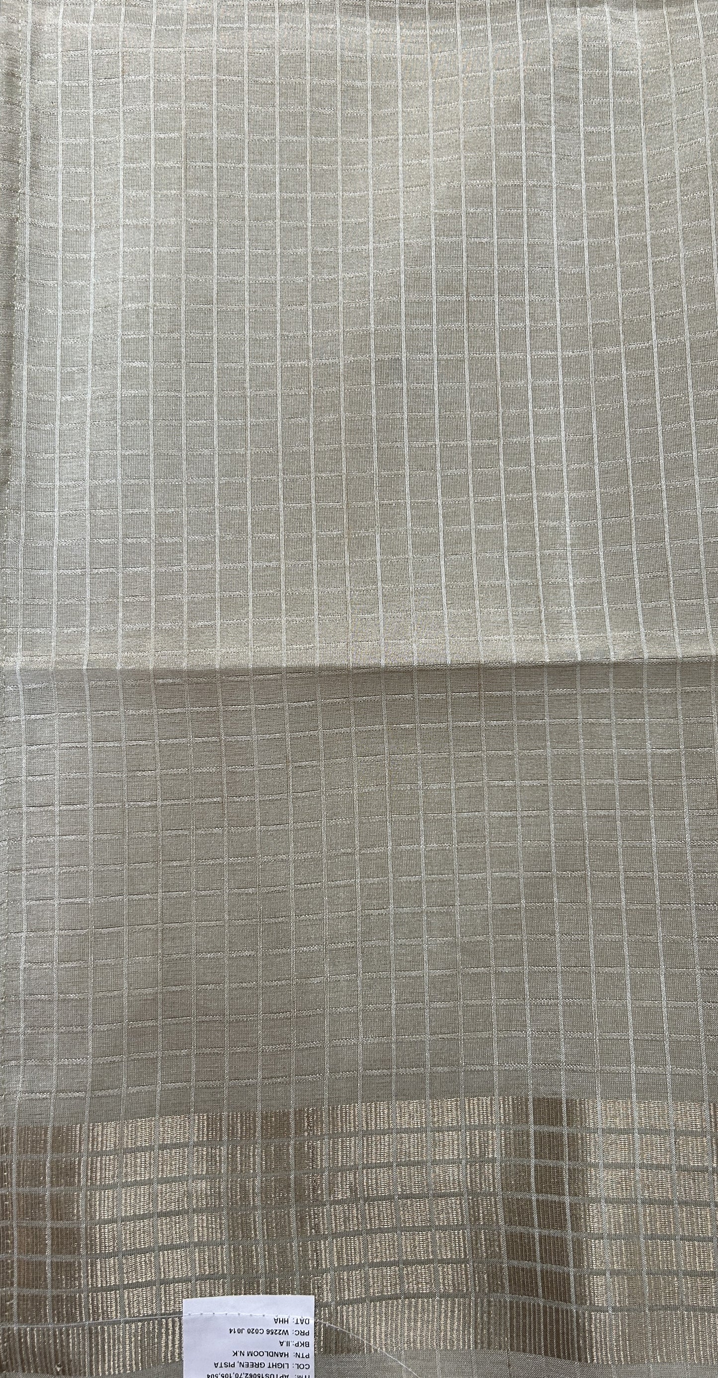 Semi Tussar Tissue Designer Saree Pastel Green colored complemented with a Zari Border. - Sampradaya Designer Studio