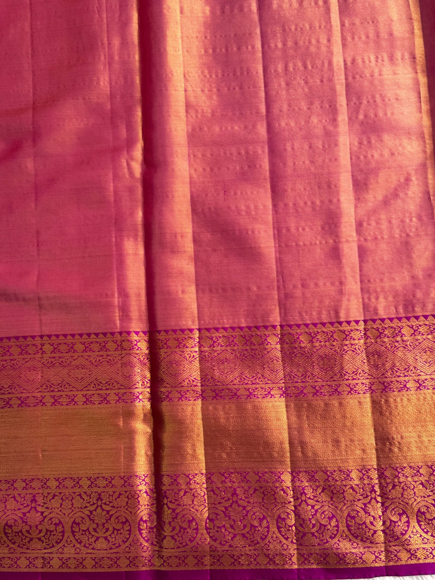 Peach Kanjivaram Bridal Silk Saree With Gold Zari Border  | Handloom | Silk Mark Certified. - Sampradaya Designer Studio