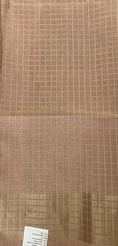 Semi Tussar Tissue Designer Saree Peach colored complemented with a Zari Border. - Sampradaya Designer Studio