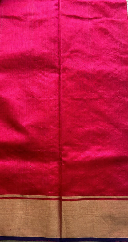 Chanderi Silk Saree Dark Pink color complemented with a Zari border - Sampradaya Designer Studio