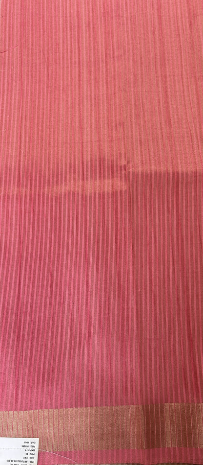 Semi Tussar Tissue Designer Saree Pastel Blue colored complemented with a Pink Color Zari Border. - Sampradaya Designer Studio