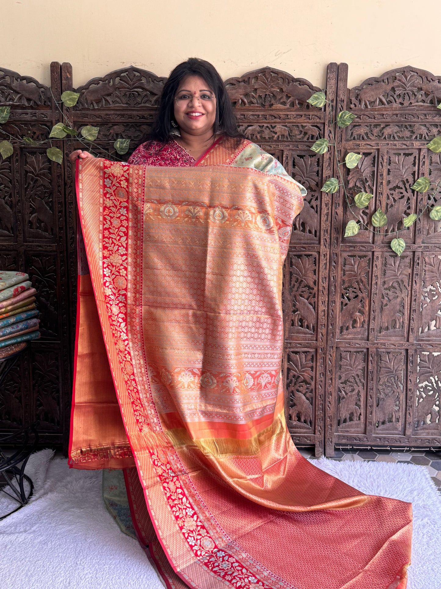 Sea Green Kanjivaram Bridal Silk Saree With Gold Zari Border  | Handloom | Silk Mark Certified - Sampradaya Designer Studio