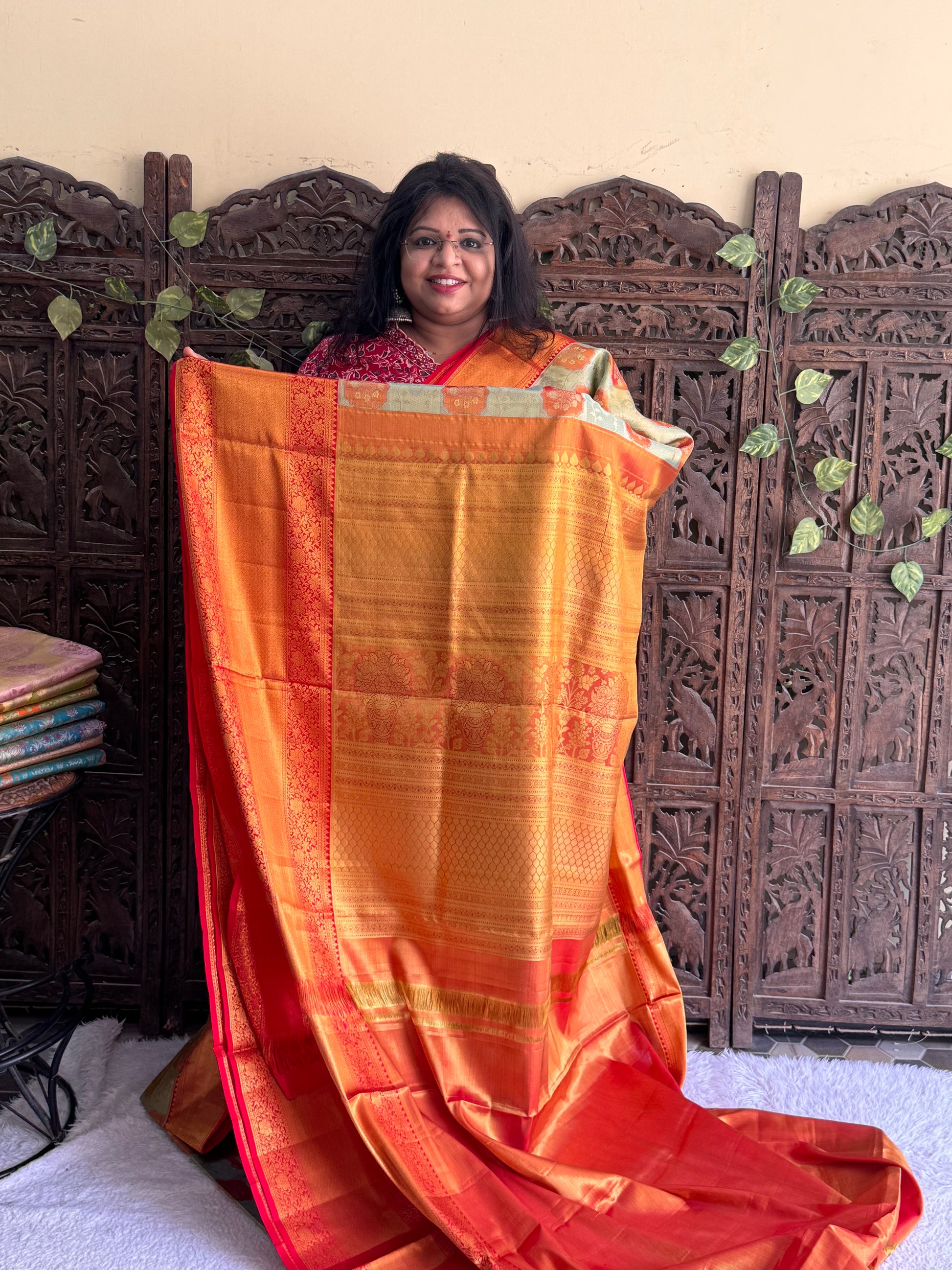 Sea Green Kanjivaram Bridal Silk Saree With Gold Zari Border  | Handloom | Silk Mark Certified - Sampradaya Designer Studio