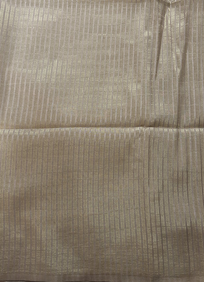 Semi Tussar Tissue Designer Saree Almond colored complemented with a Plain Border. - Sampradaya Designer Studio