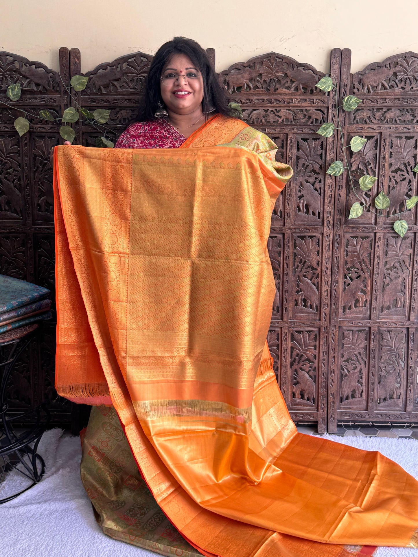 Green Kanjivaram Bridal Silk Saree With Gold Zari Border  | Handloom | Silk Mark Certified - Sampradaya Designer Studio