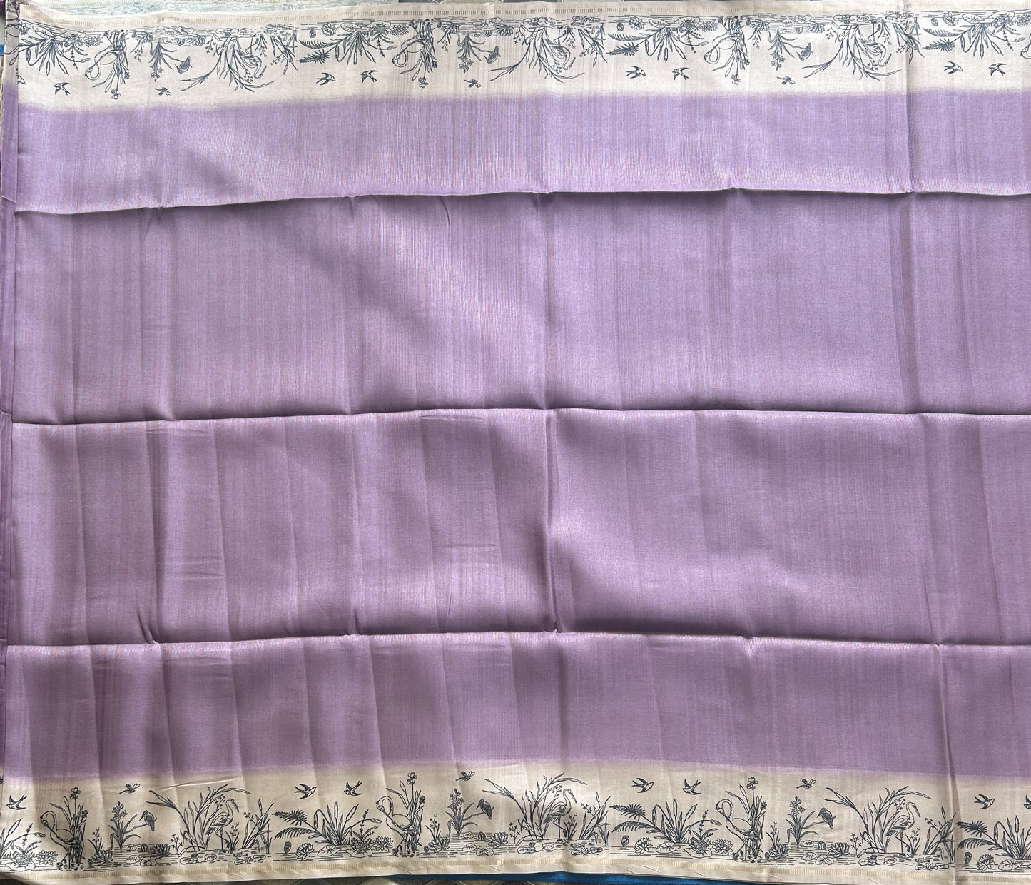 Semi Tussar Silk Saree - lavender color with Gold Zari Border - Elegant Fancy Saree for Party & Office Wear.