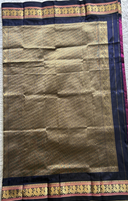 Narayanpet Silk Saree Hot Pink Colored Complemented with a Zari Border. - Sampradaya Designer Studio