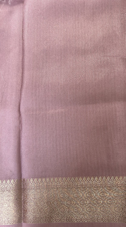 Banarasi Soft Silk Saree Lavender Colored Complemented with a Zari Border. - Sampradaya Designer Studio