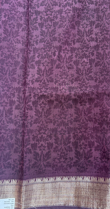 Banarasi Soft Silk Saree Magenta Colored Complemented with a Zari Border. - Sampradaya Designer Studio